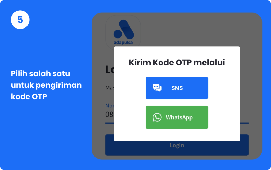 Pilih salah satu untuk pengiriman kode OTP - Ada Pulsa