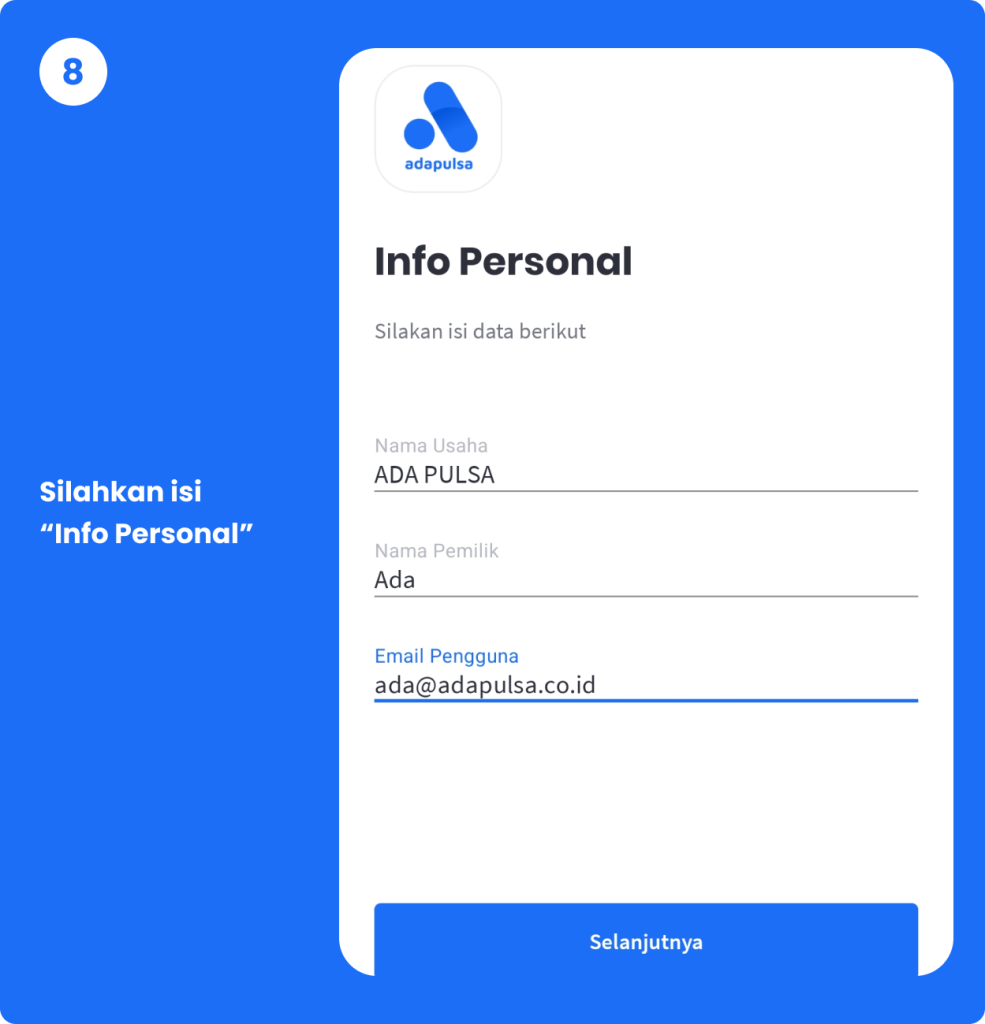 Silahkan isi “Info Personal”- Ada Pulsa