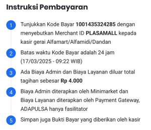 Intruksi Pembayaran Alfamart - Ada Pulsa