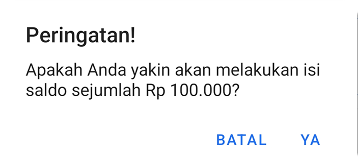 Komfirmasi 100000 - Ada Pulsa