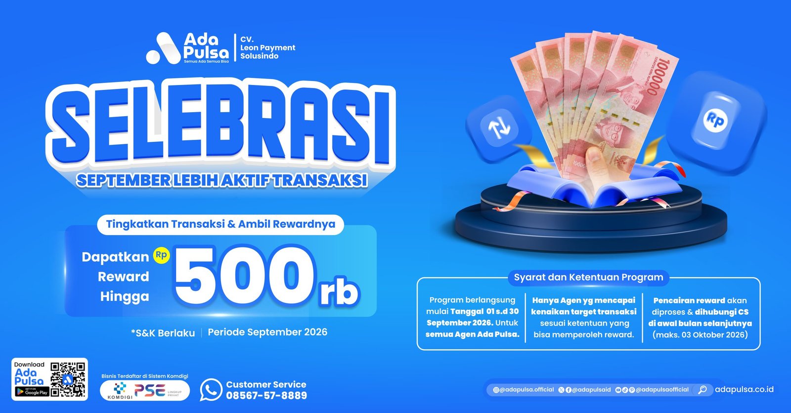 Cover Promo SELEBRASI Raih Bonus Saldo hingga 500 Ribu - Ada Pulsa