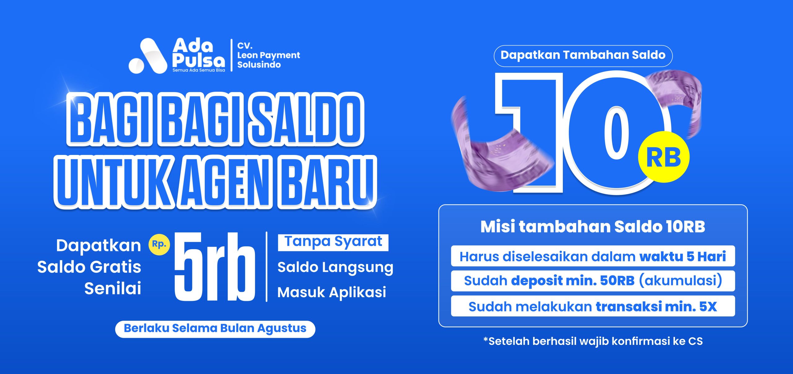 Bagi Bagi Saldo untuk Agen Baru